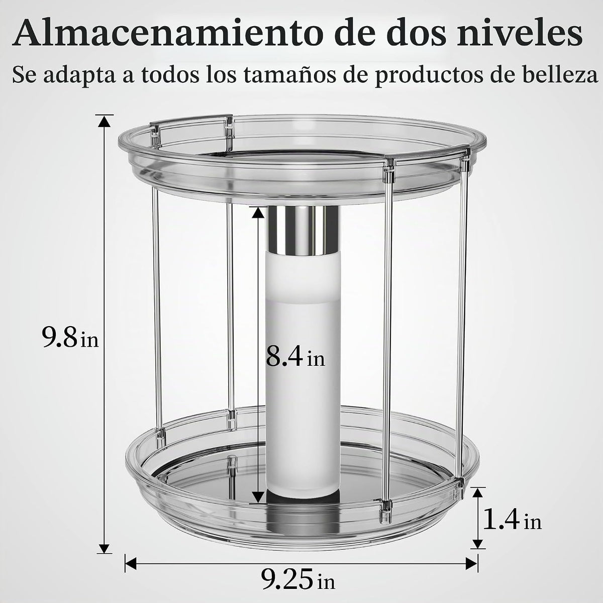 Delamu Organizador de maquillaje giratorio de 2 niveles para tocado...