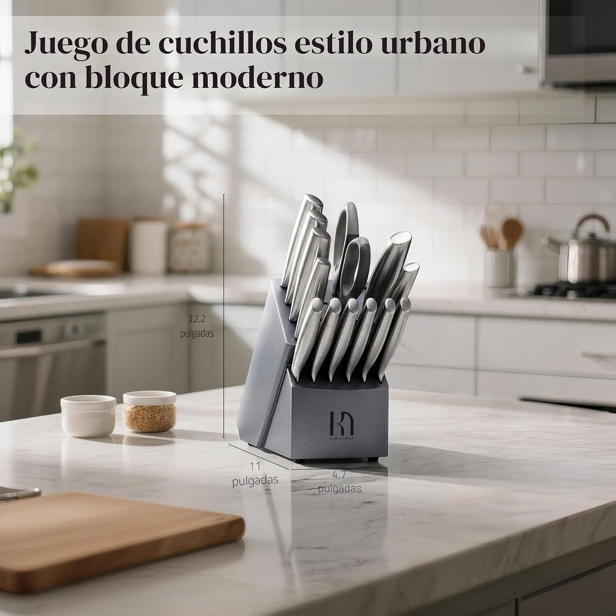 Juego de cuchillos KnifeSaga, juego de 14 piezas de cuchillos de co...