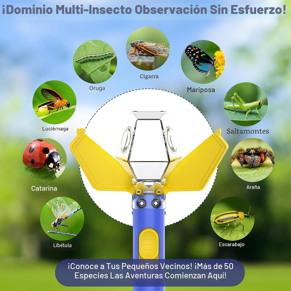 2 atrapasadores de insectos para niños con lupa 6X, juguetes educat...