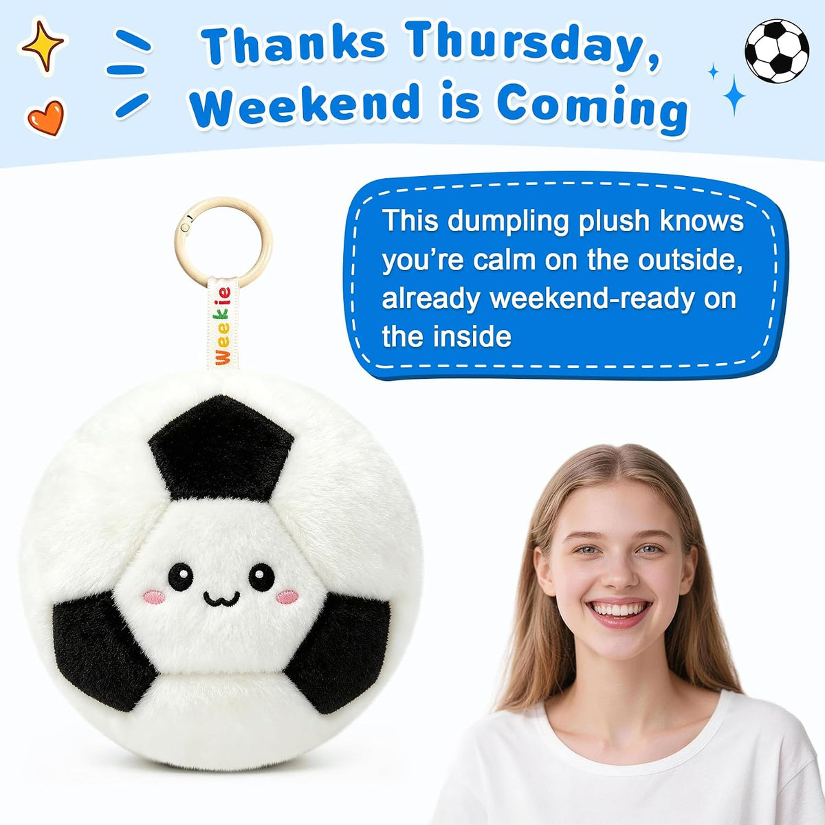 Ausener Weekie Wonders - Dije emocional para bolsa de fútbol, felpa...