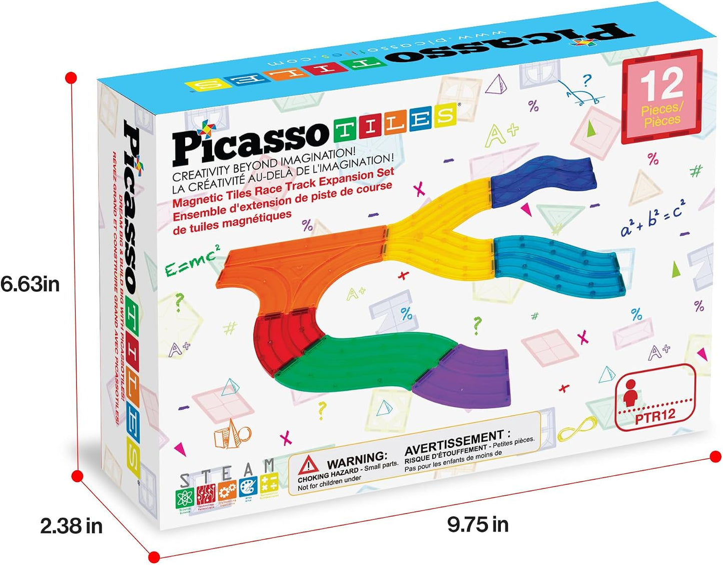 PicassoTiles 12 piezas de pista de carreras adicional, ferrocarril...