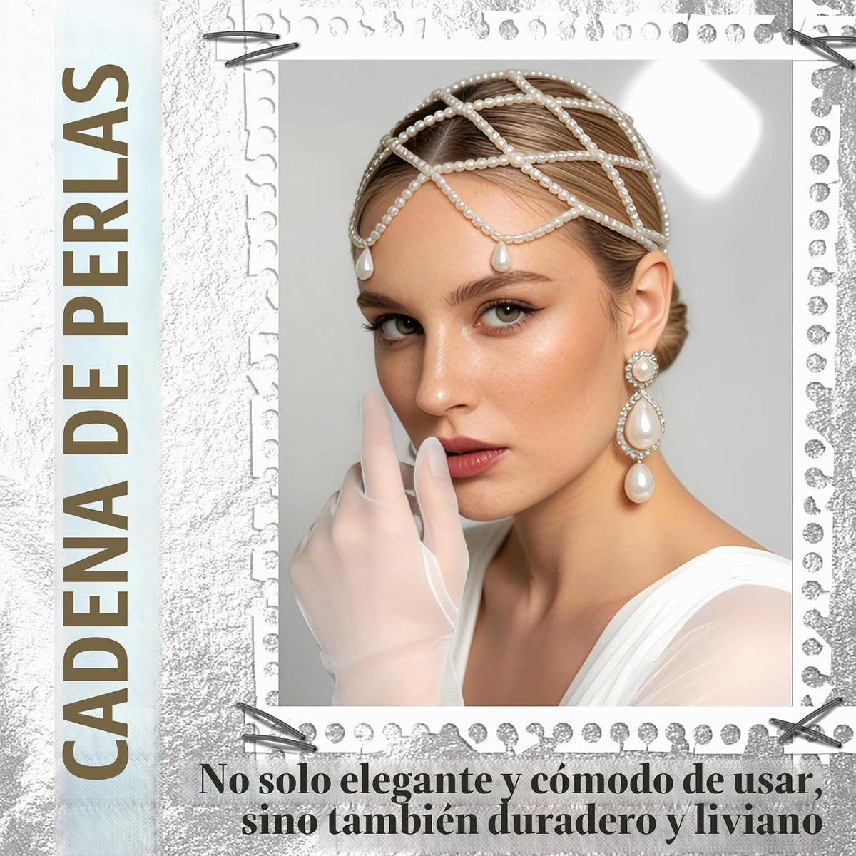 Cadena de cabeza de perla de boda borla blanca perla pelo perlas ma...