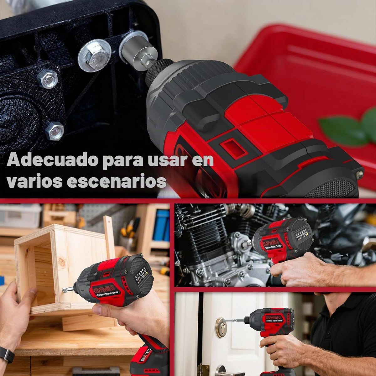 GoYwato 2655In-lbs 21V Juego de destornillador de impacto inalámbri...