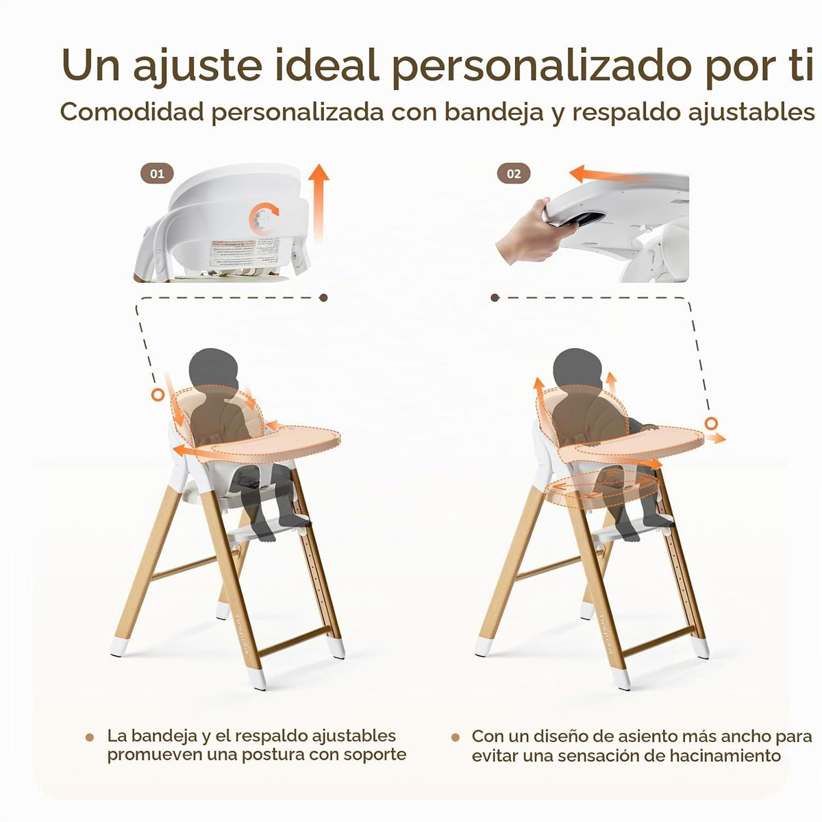 Tinyiota Silla alta para bebés y niños pequeños, silla alta convert...