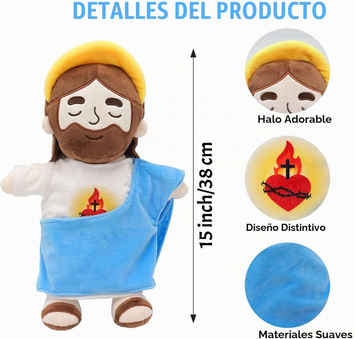 Yelakey Muñeco de Jesús de Peluche Relajante con Luz y Sonido, Muñe...