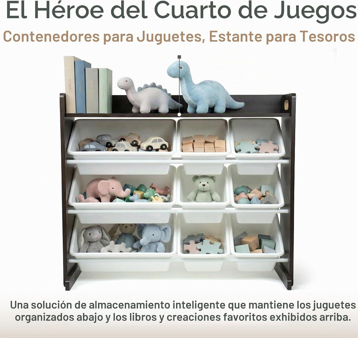 Humble Crew Organizador de juguetes para niños con estante de exhib...