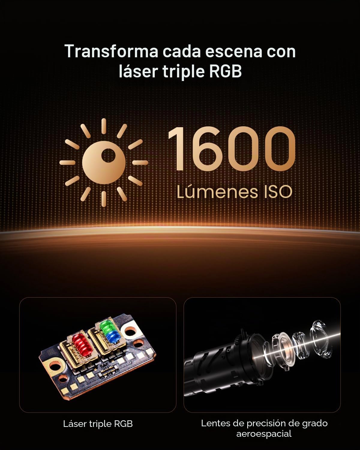 XGIMI Proyector portátil Elfin Flip 4K, 1600 lúmenes ISO (Mocha Bro...