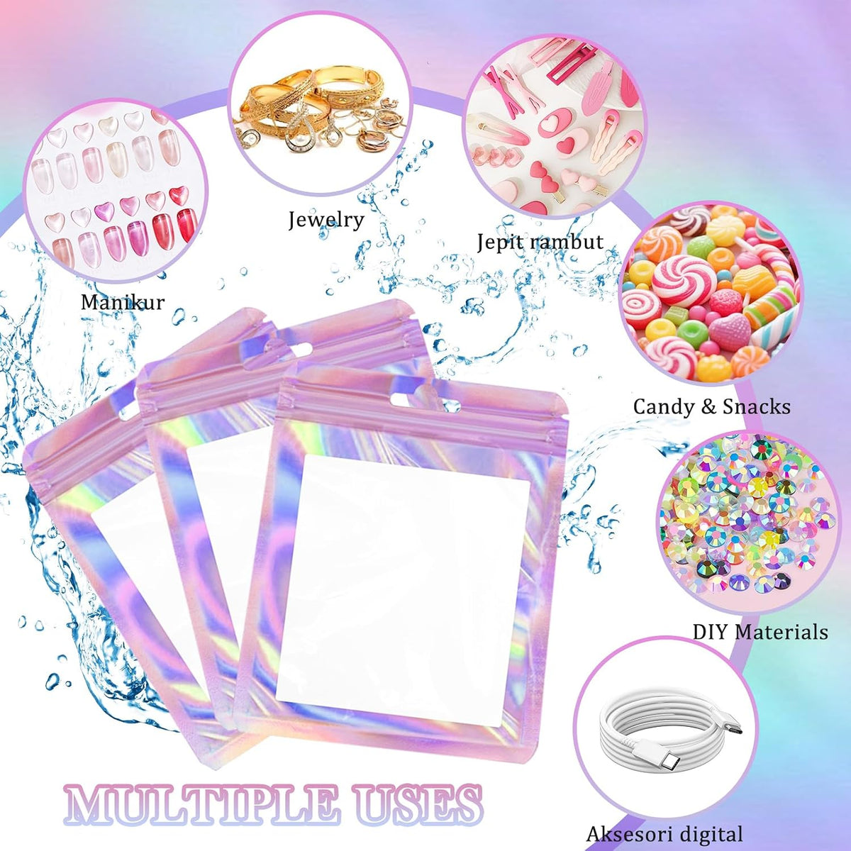 ESUOHYM 50 bolsas de embalaje de uñas con soporte de uñas para uñas...