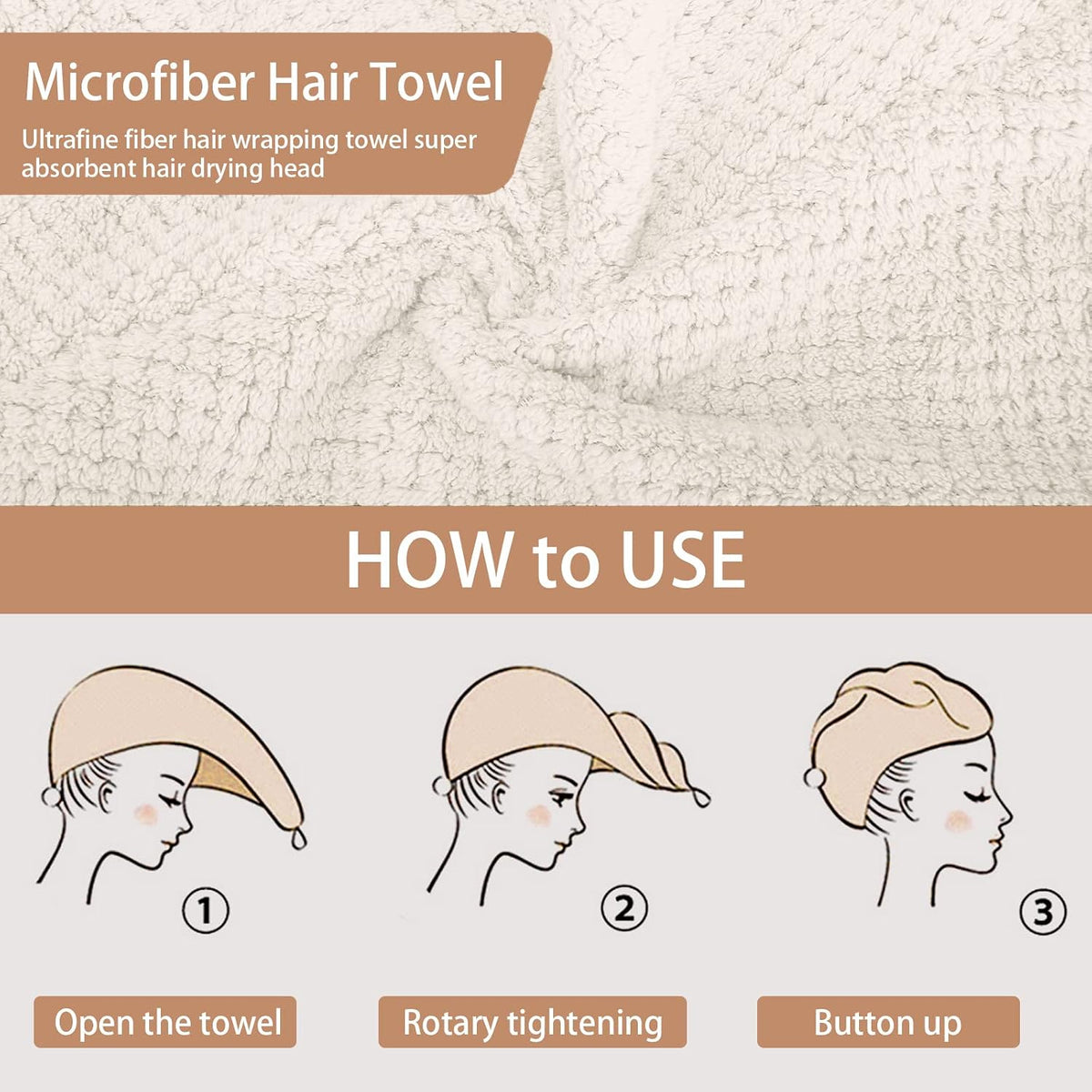 CZZXI 3 toallas de microfibra para el cabello, envolturas para el c...