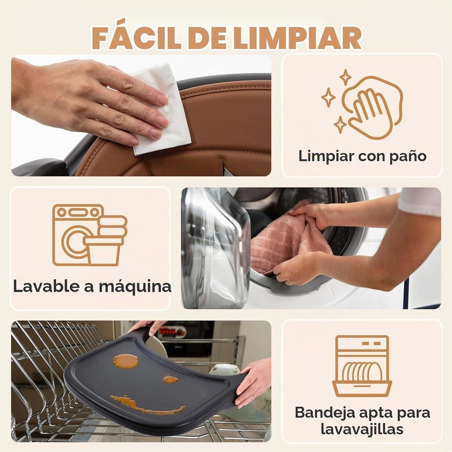 Silla alta plegable y ajustable para bebés y niños pequeños, silla...