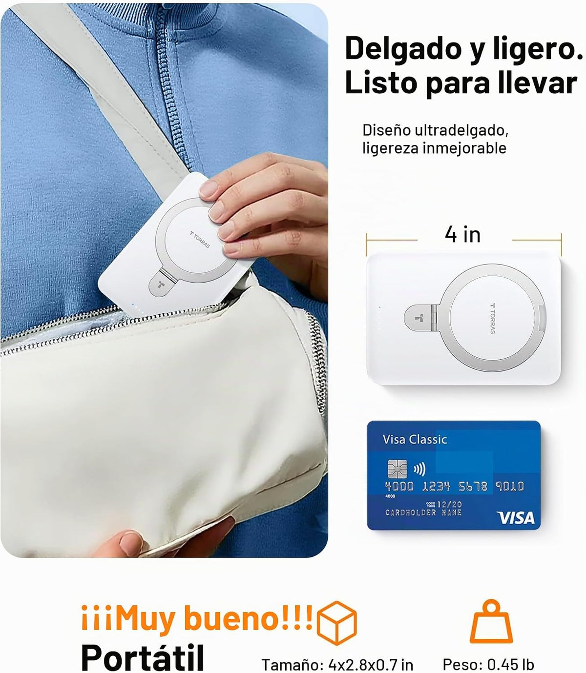 TORRAS EasyGo - Cargador portátil magnético de 10000 mAh Power Bank...