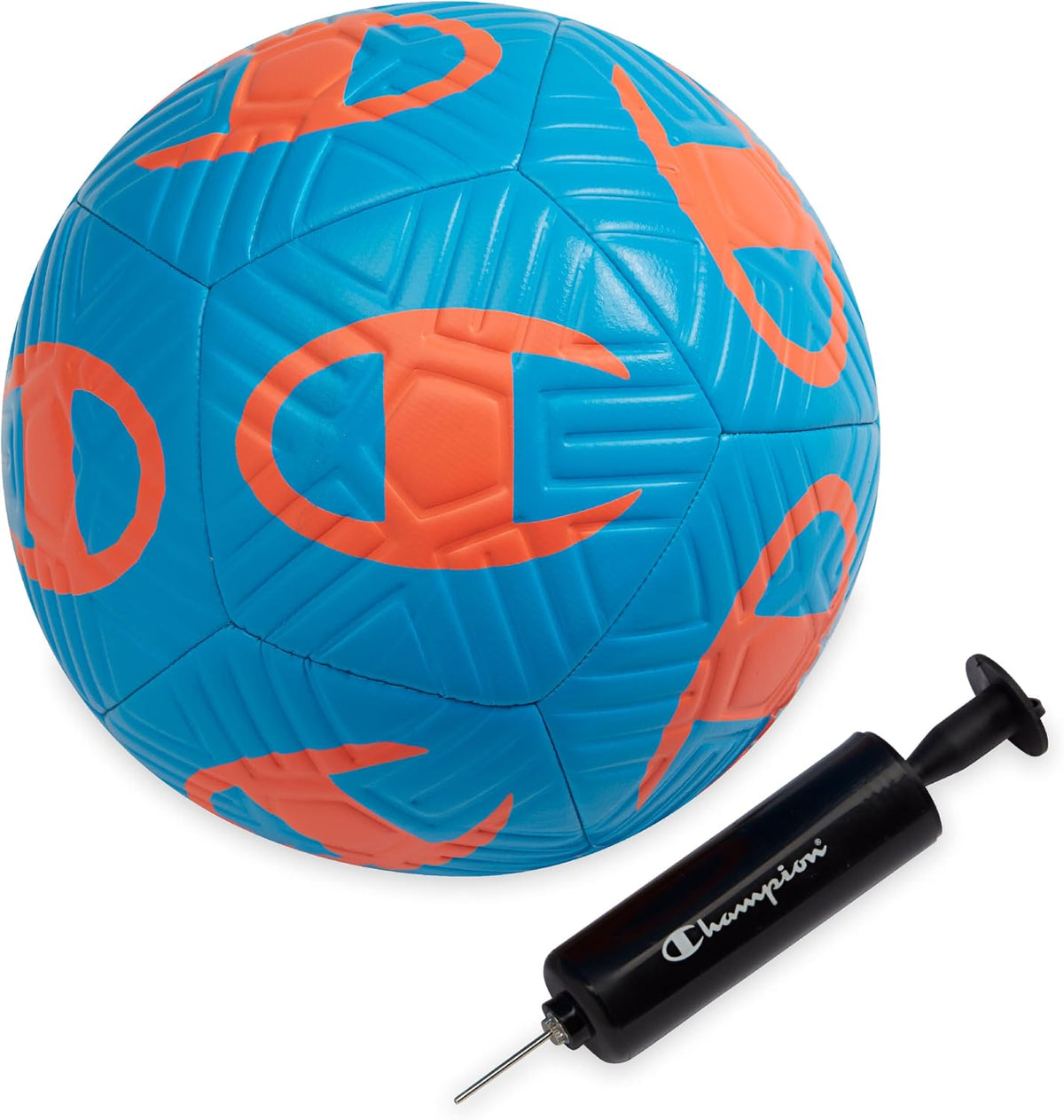 Champion Playmaker Logo Balón de fútbol desinflado con bomba, balón...