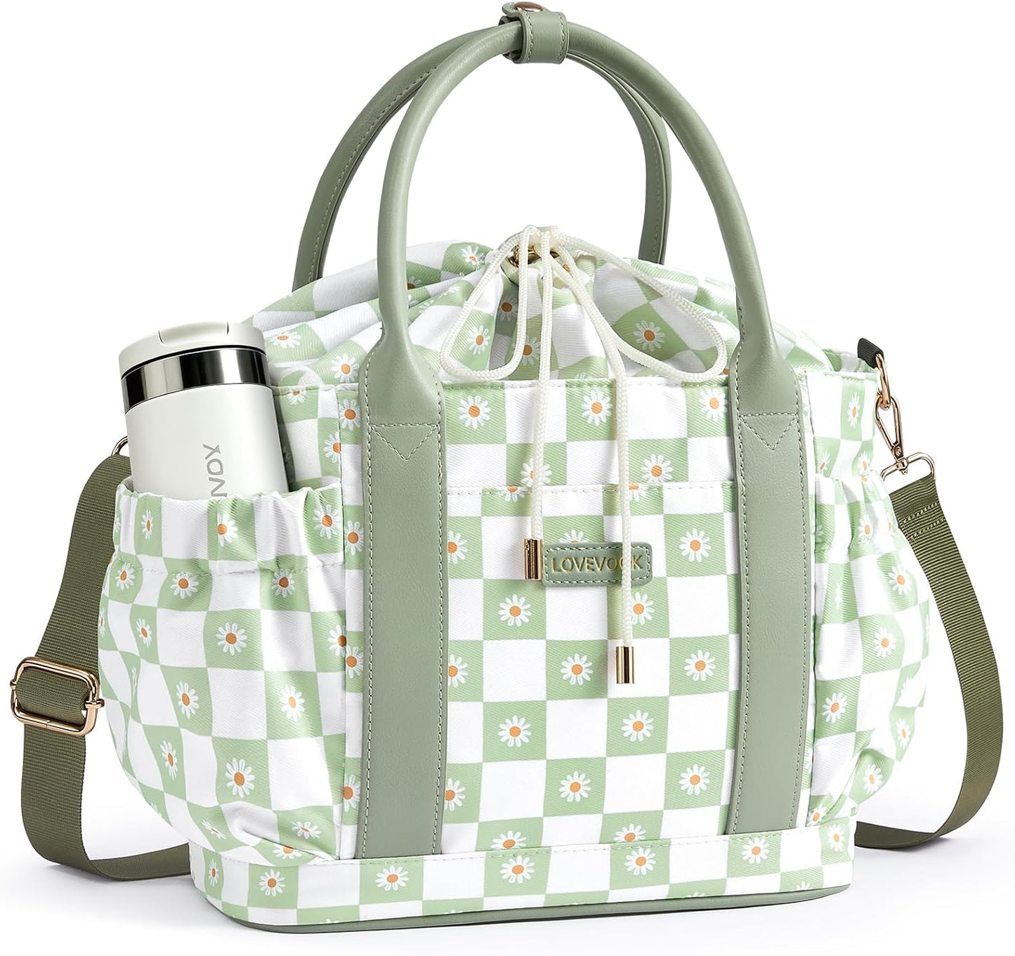 LOVEVOOK Drawstring Insulated Lunch Bag Women,Adult Lunch Box,Blue...