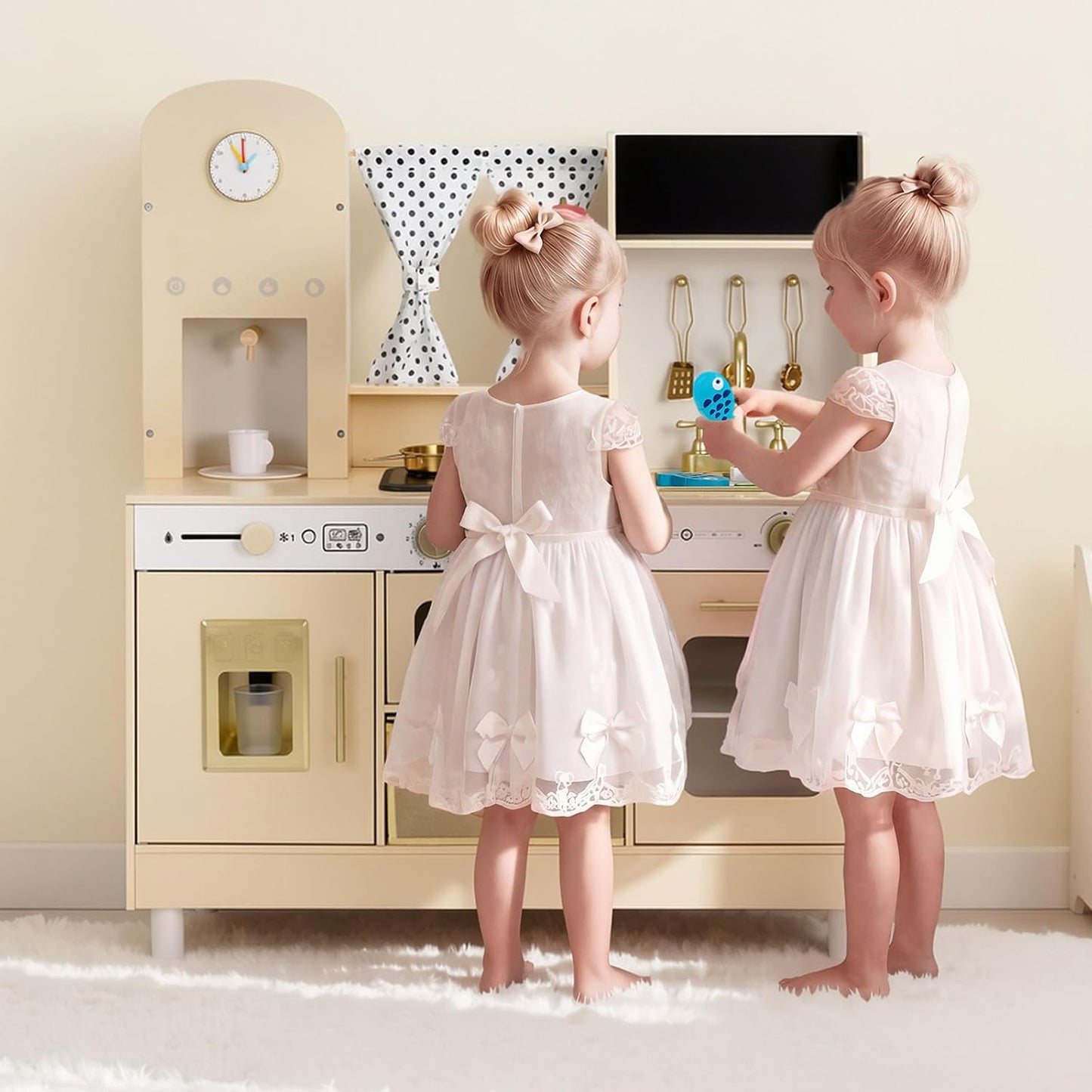 VEVOR Juego de cocina para niños, de madera, juego de cocina para n...