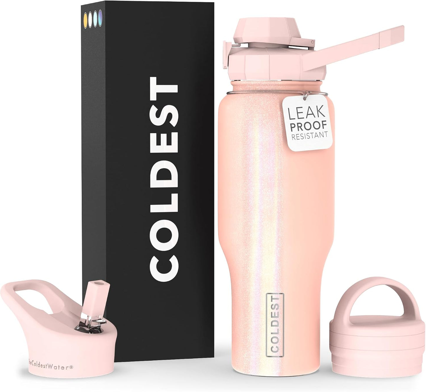 Coldest Botella de agua deportiva \u2013 Tapas 3 en 1 (Chug, popote...
