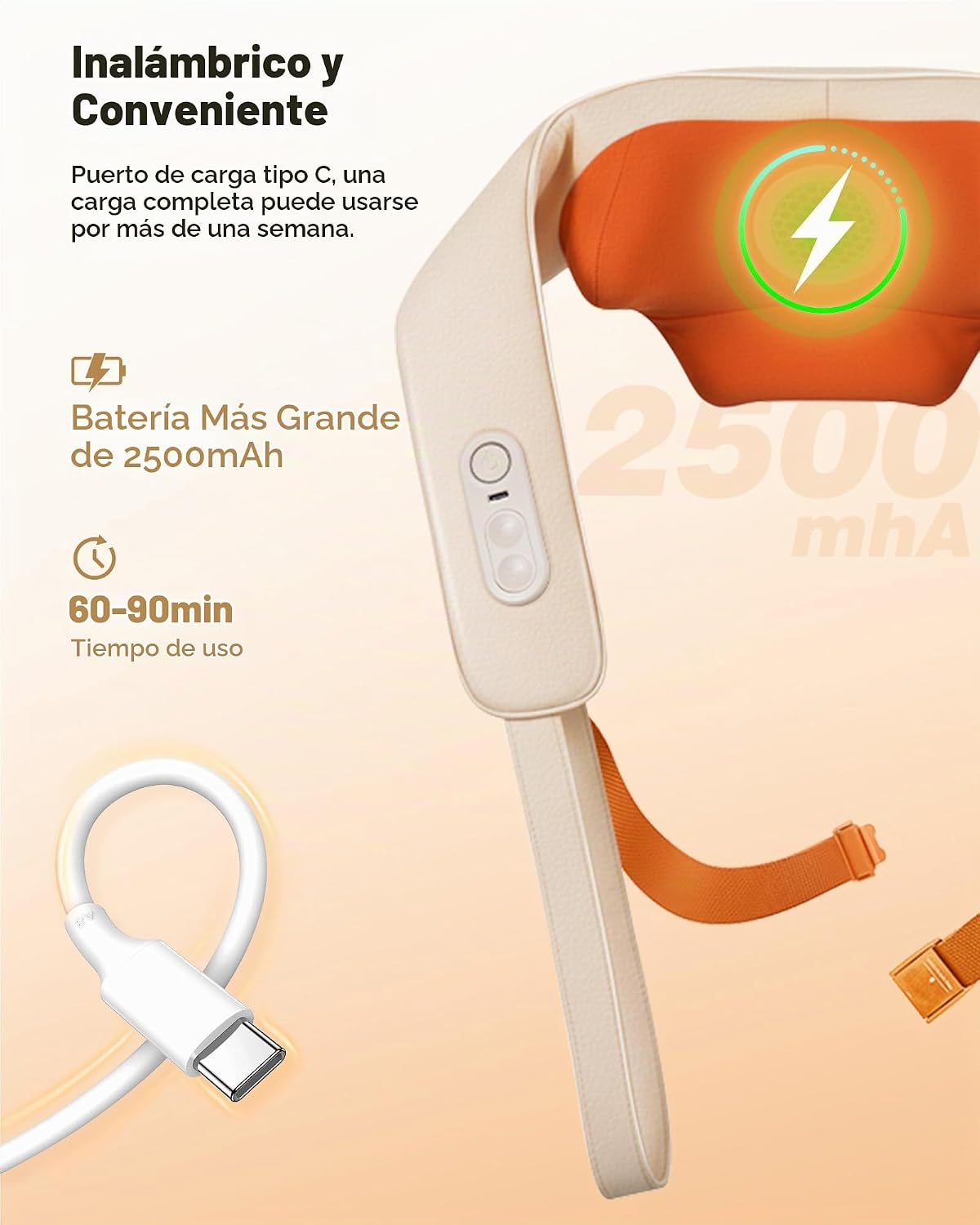KNQZE Masajeador de cuello inalámbrico para aliviar el dolor de tej...