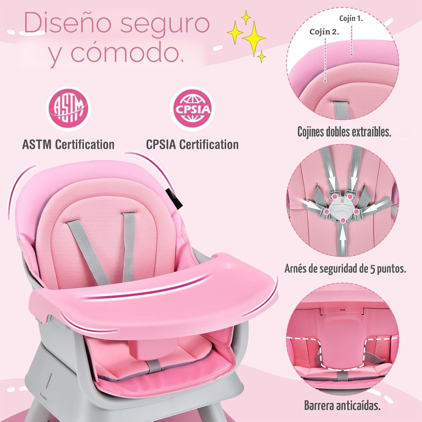 HONEY JOY Silla alta 8 en 1 para bebé, silla alta convertible para...