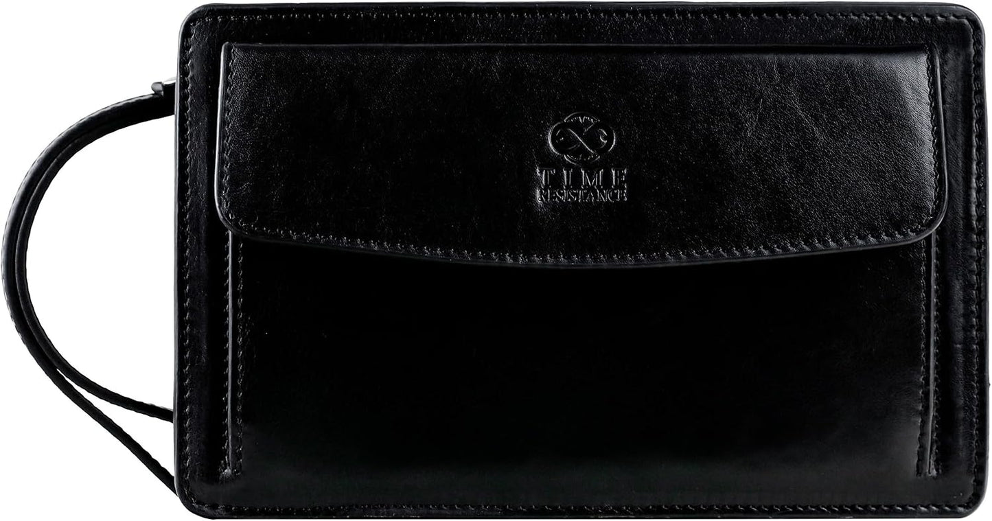Time Resistance Bolso de mano de cuero para hombre, organizador de...