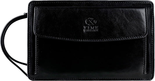 Time Resistance Bolso de mano de cuero para hombre, organizador de...