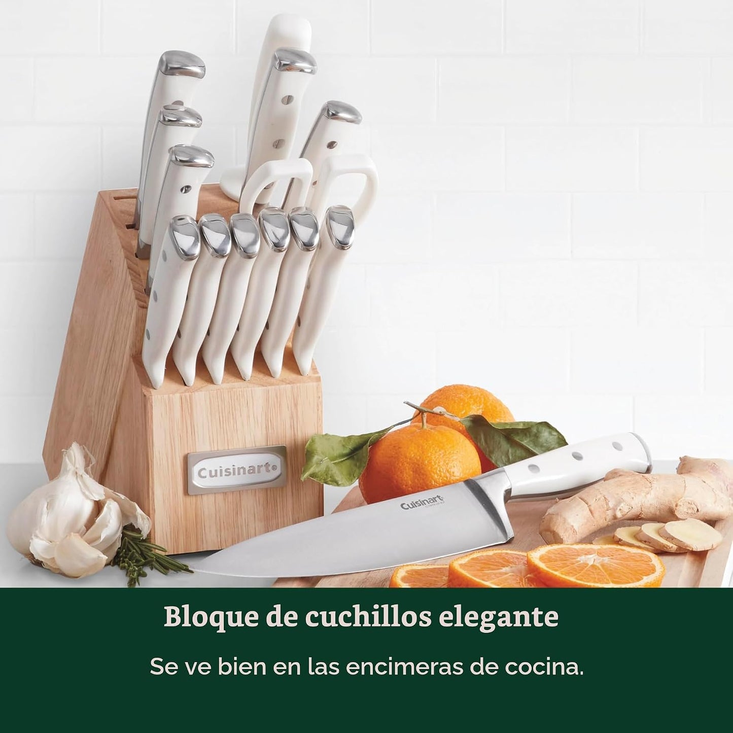 Cuisinart Juego de 15 cuchillos con bloque, acero inoxidable de alt...