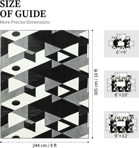 YIHOUSE Alfombra lavable de retazos geométricos modernos en blanco...