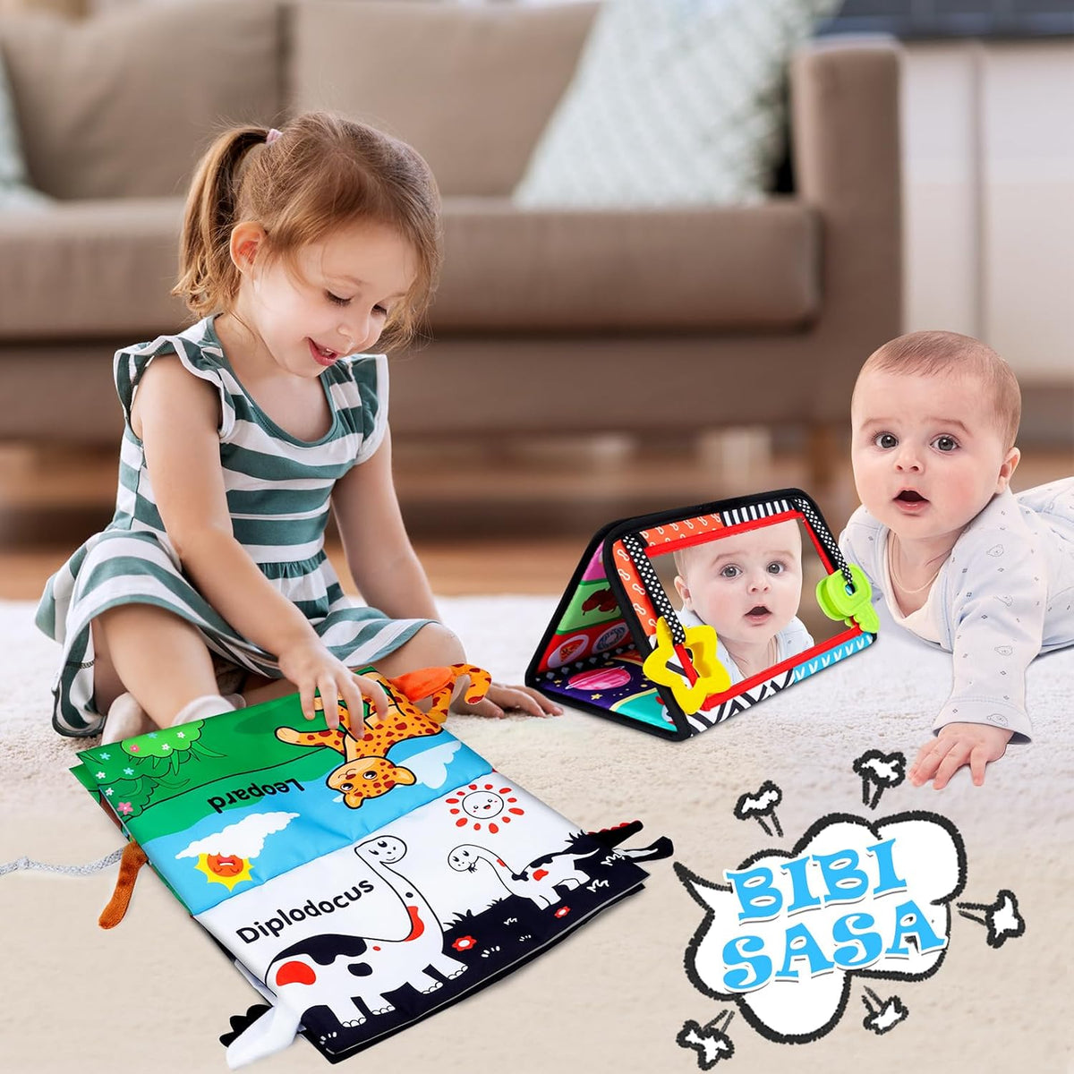 Tummy Time Baby Mirror Toys: Montessori - Juguete infantil recién n...