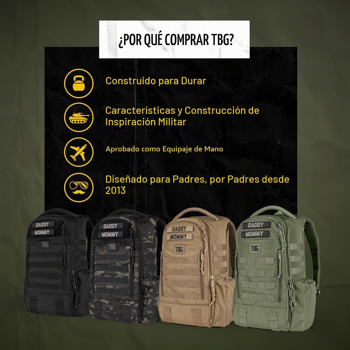Tactical Baby Gear Daypack Mochila Táctica de Pañales para Papás -...