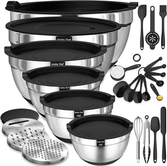 Umite Chef, 26 piezas de juego de cuencos de acero inoxidable con t...