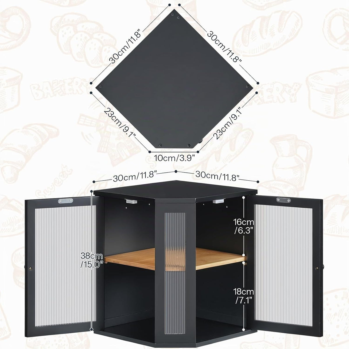 HOOBRO Caja de pan de bambú, caja de pan de esquina para encimera d...