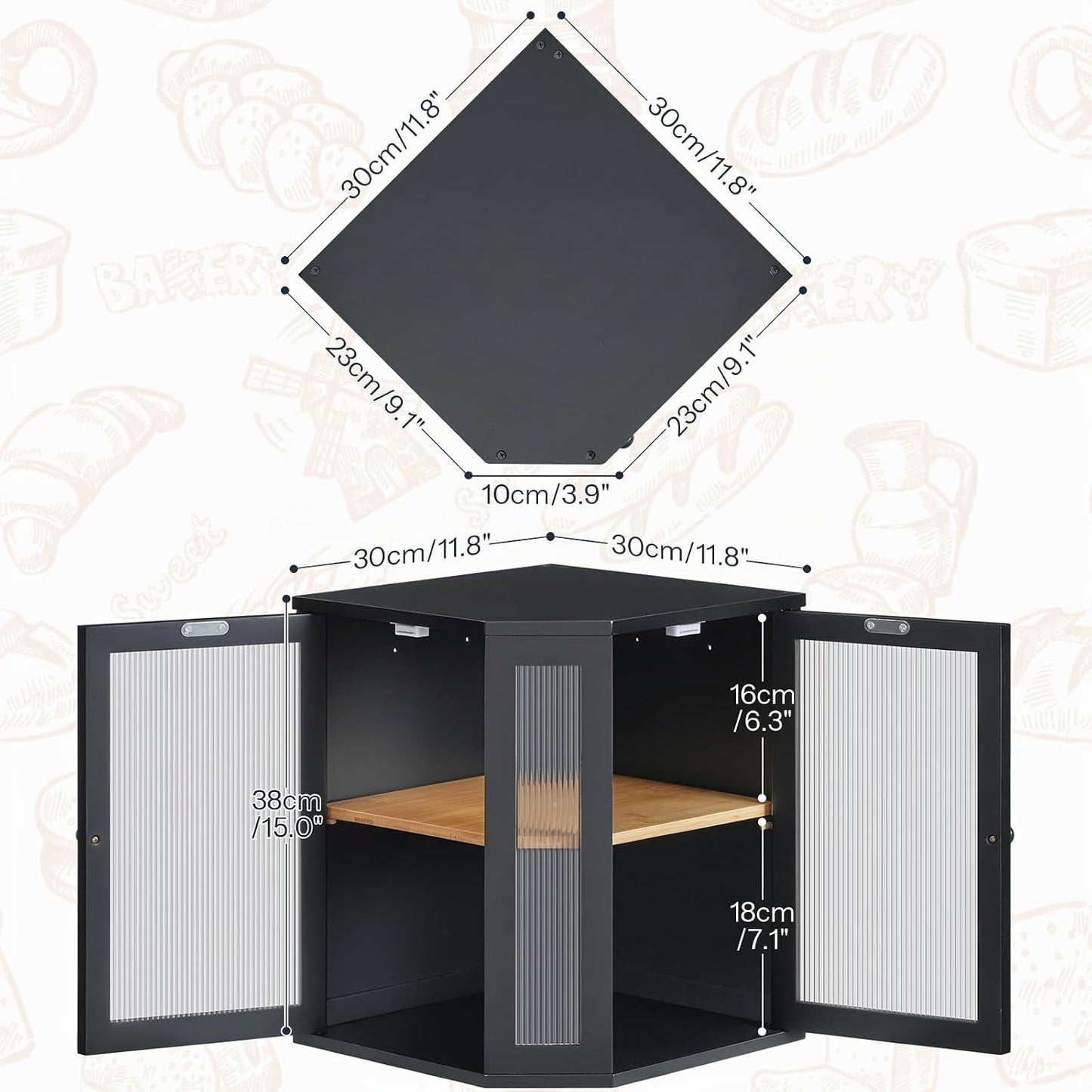 HOOBRO Caja de pan de bambú, caja de pan de esquina para encimera d...