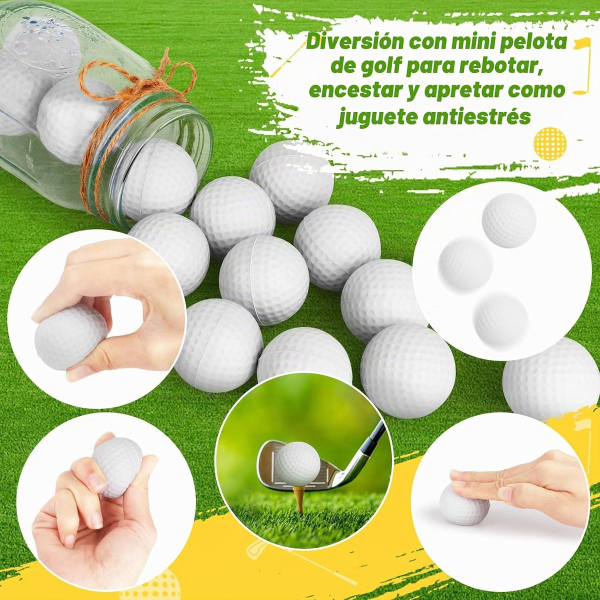 Bolas de estrés de golf mini Hxezoc, 20 paquetes, pelotas de espuma...