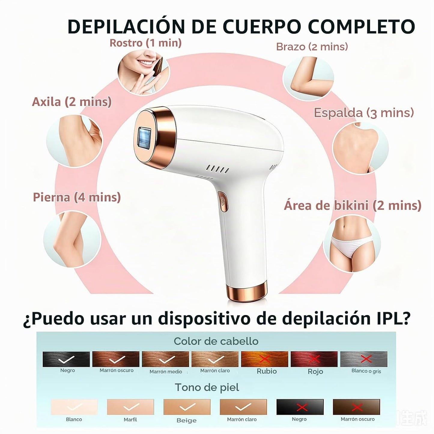 Dispositivo de depilación láser IPL, depilación en casa para mujere...