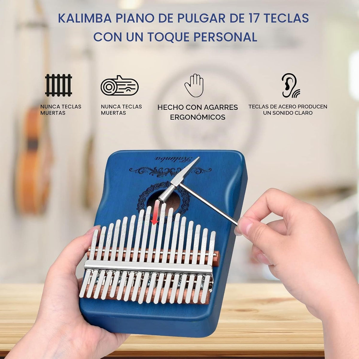 Kalimba - Piano de pulgar de 17 teclas, instrumentos musicales de p...