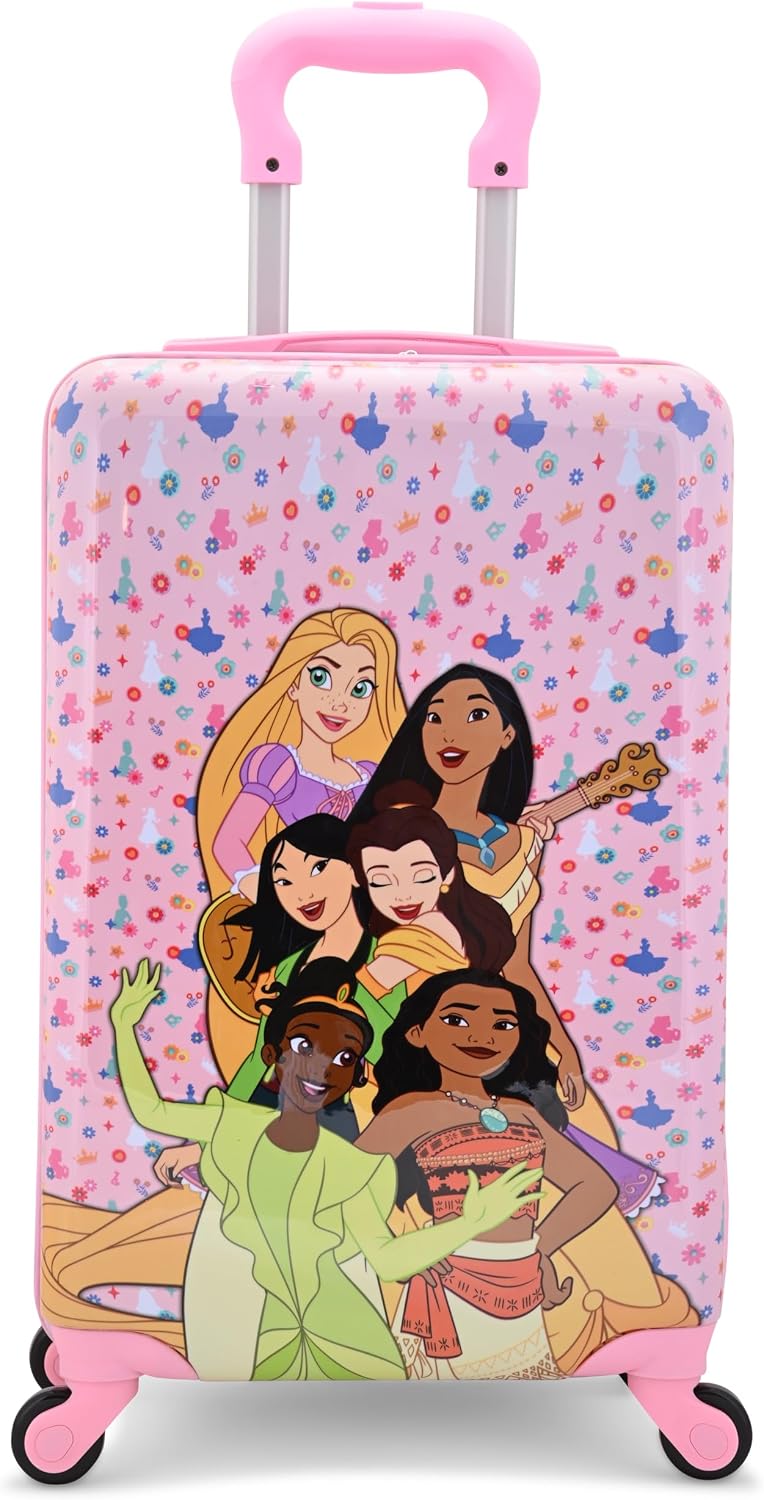 Disney Princess - Maleta rígida de 20 pulgadas, Tiana Rapunzel Moan...