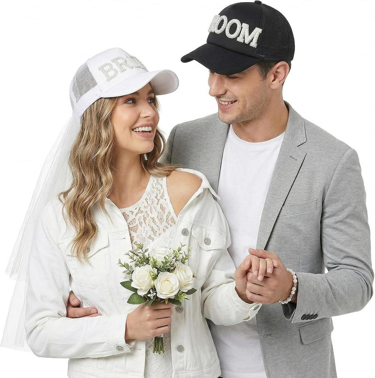 PURFUN Gorro de malla ajustable con perlas de diamantes de imitació...