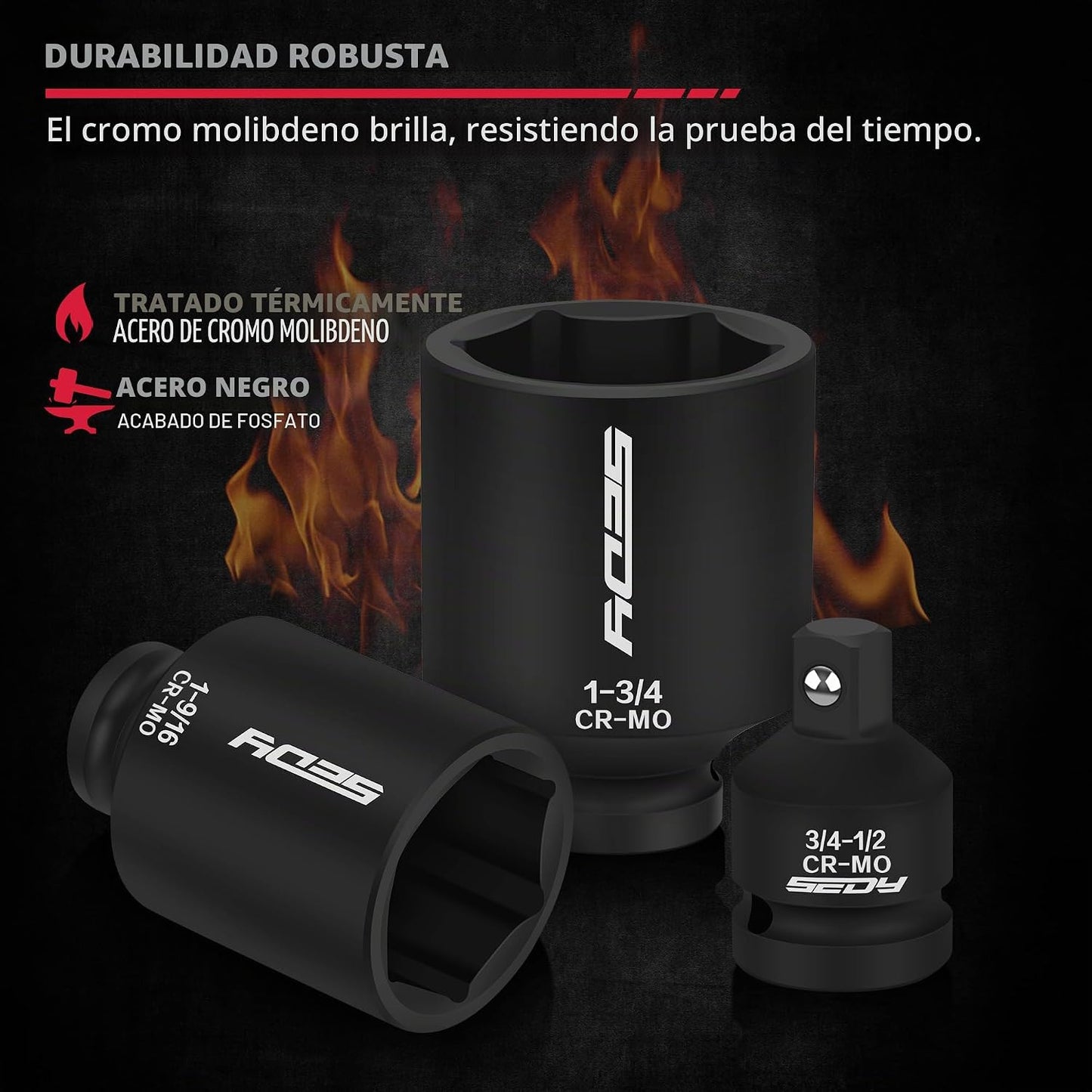 SAE Juego de zócalos de impacto profundo de 8 piezas de 1\/2 pulgad...