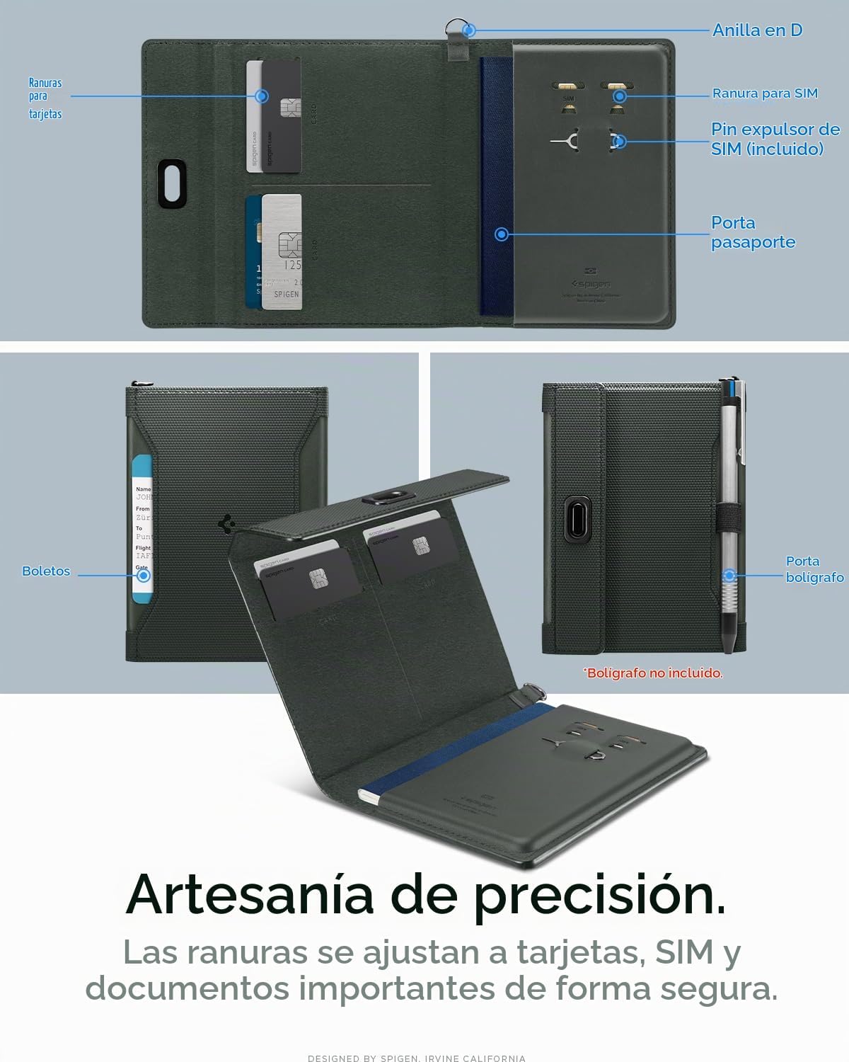 Spigen Life para pasaporte Funda para tarjeta con tecnología de blo...
