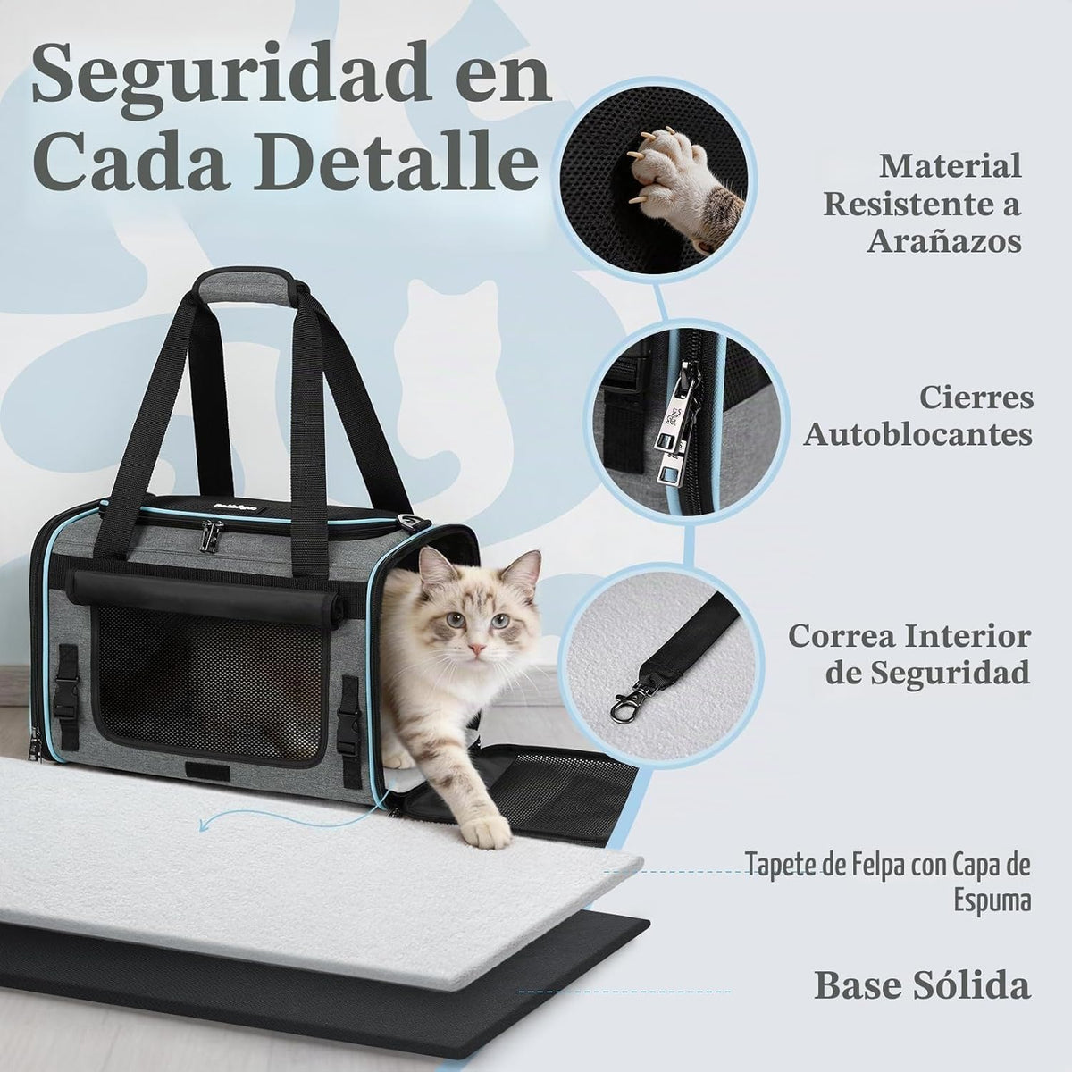rabbitgoo Transportador de gatos suave, bolsa para mascotas con sol...