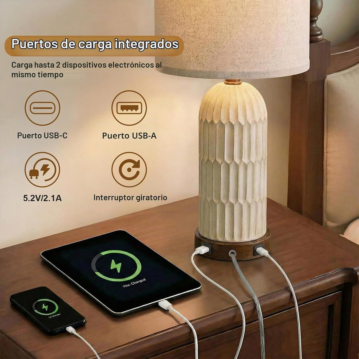 OYEARS Lámpara de mesa de 22.5 pulgadas para sala de estar, lámpara...