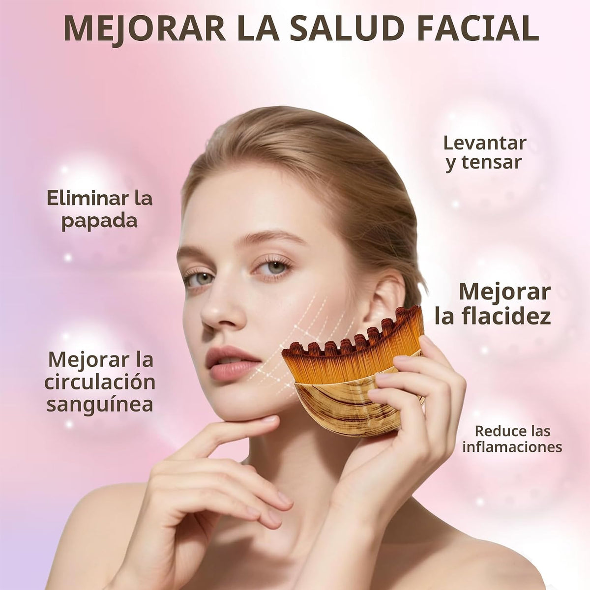 Cepillo facial de contorno linfático (1 unidad), masajeador de dren...