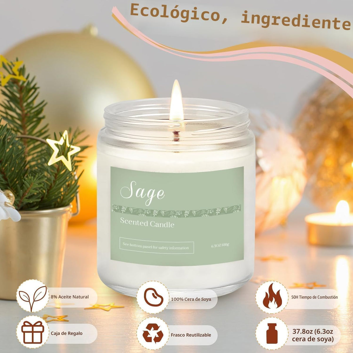 Paquete de 6 velas perfumadas para el hogar, velas de aromaterapia...