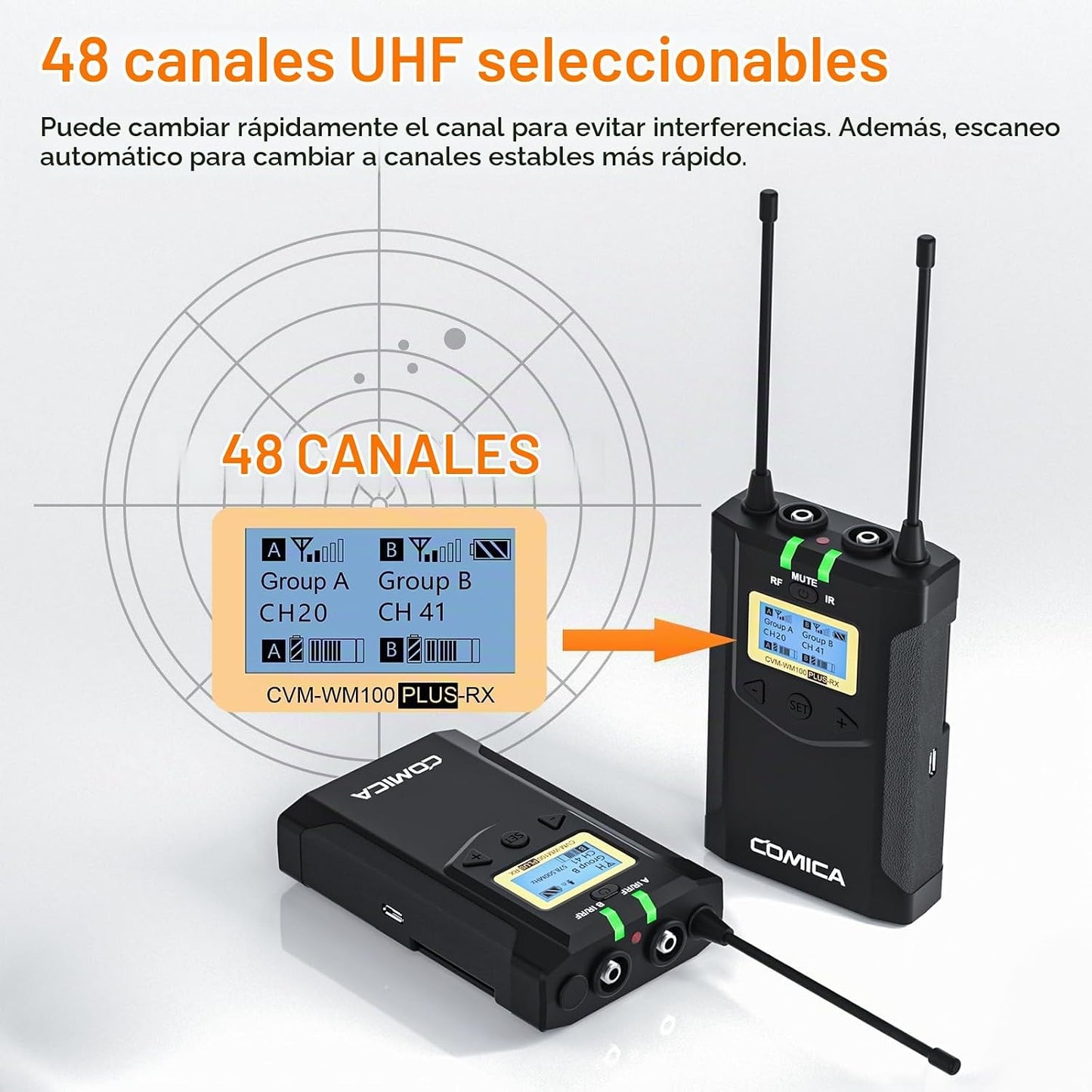 Comica CVM-WM100PLUS - Sistema de micrófono inalámbrico para cámara...