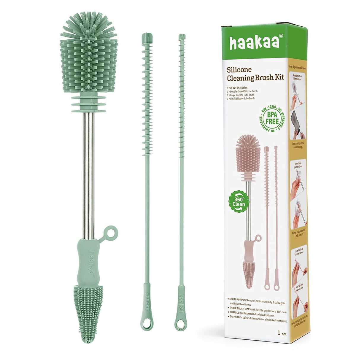Kit de Cepillo de Limpieza de Silicona Haakaa - Cepillo Limpiador d...