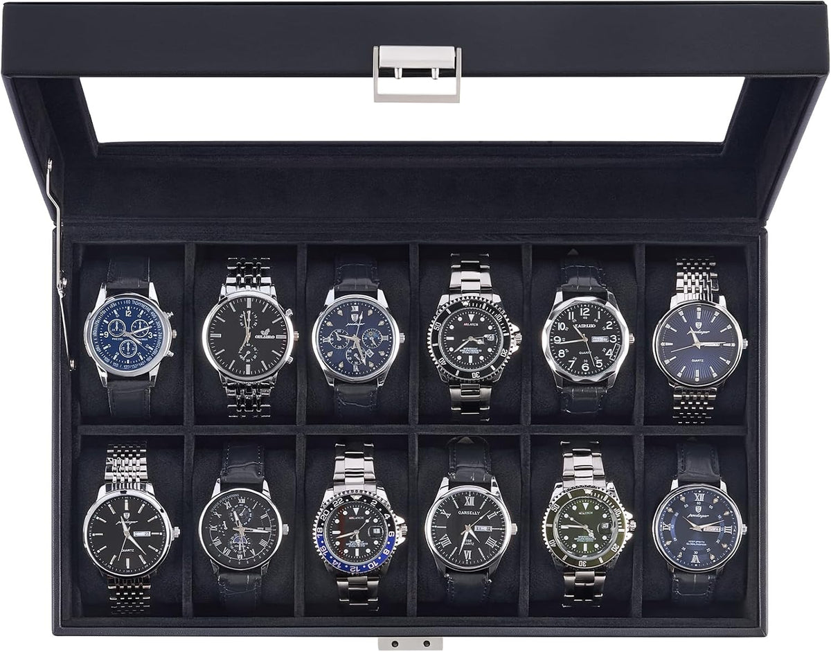 Lolalet Caja de Reloj para Hombre, Caja expositora de 12 Ranuras co...