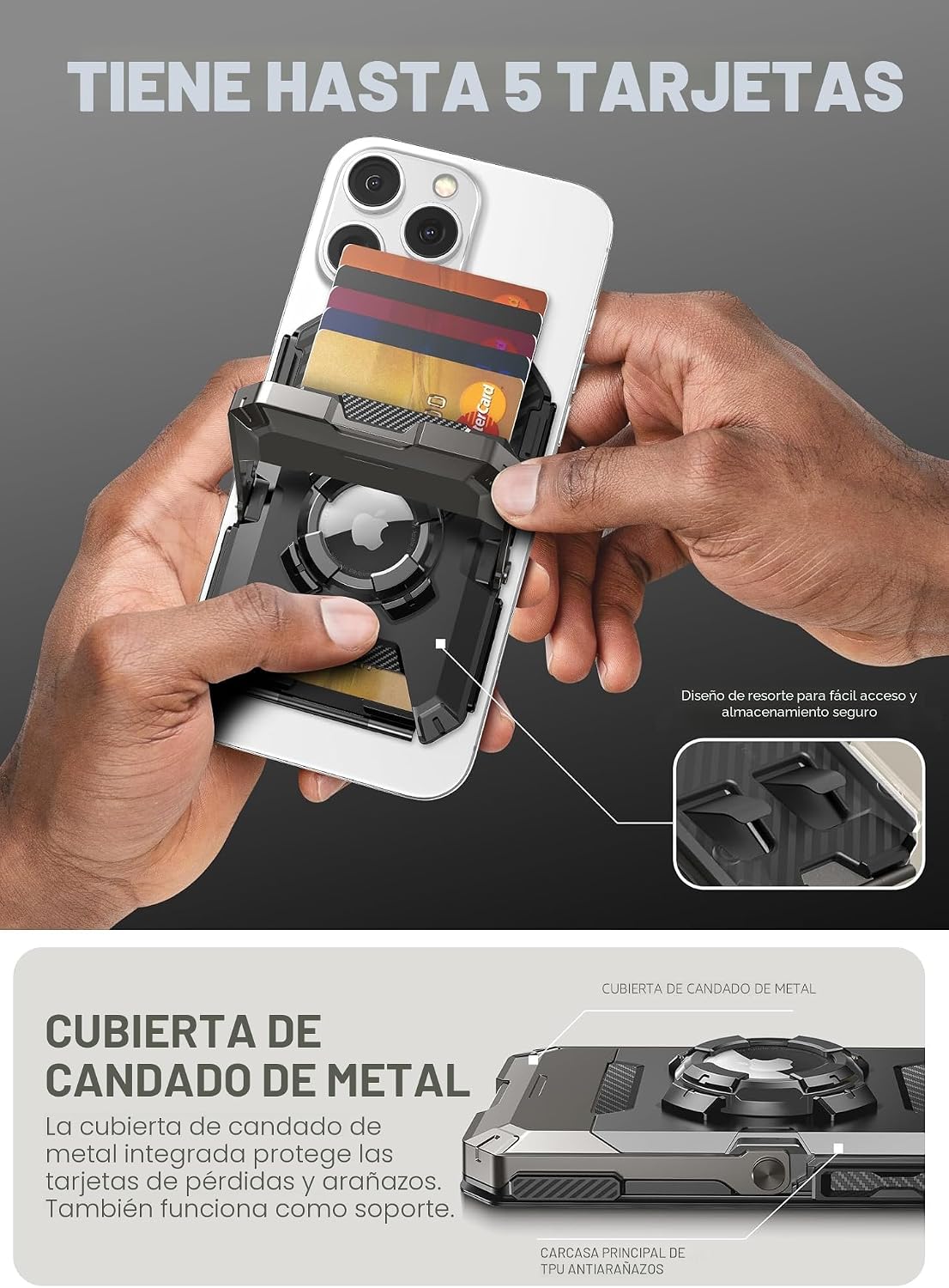 SUPCASE Cartera MagSafe con soporte AirTag, cartera magnética para...