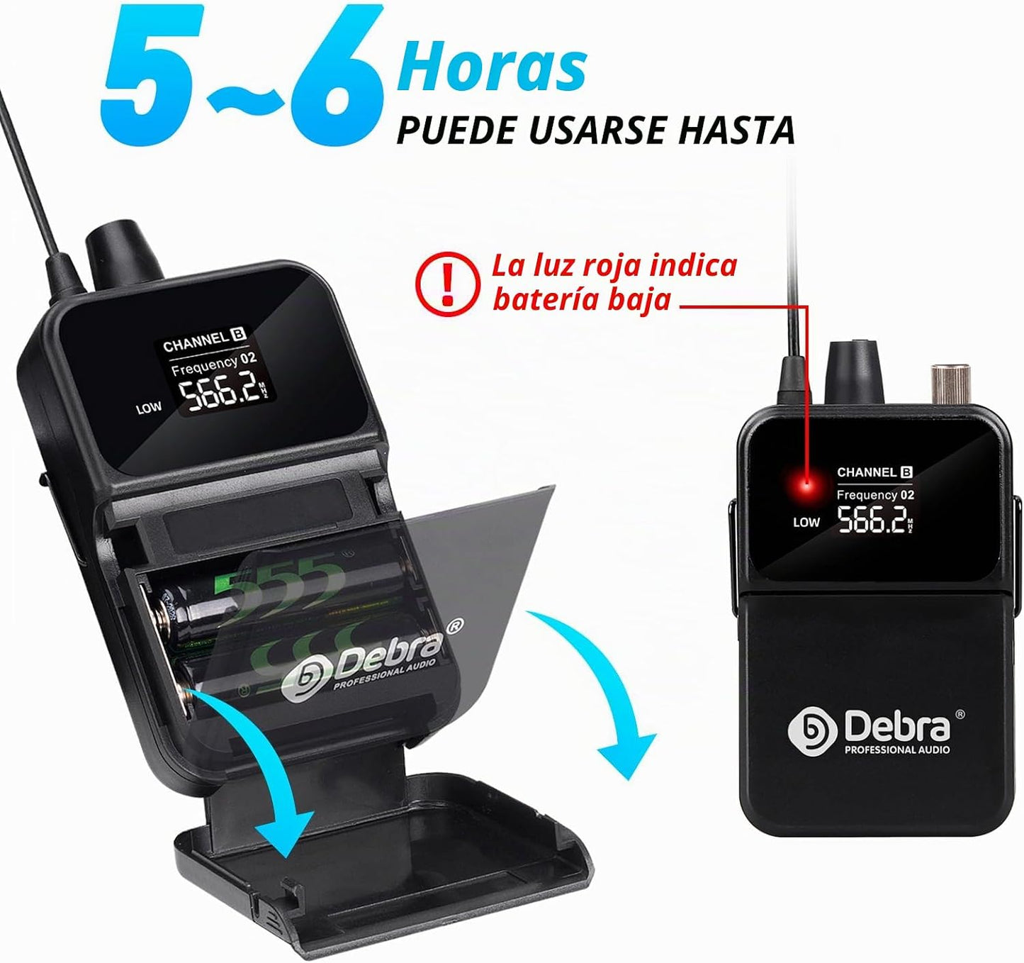 D Debra Sistema de micrófono inalámbrico UHF UBR-102 con micrófonos...