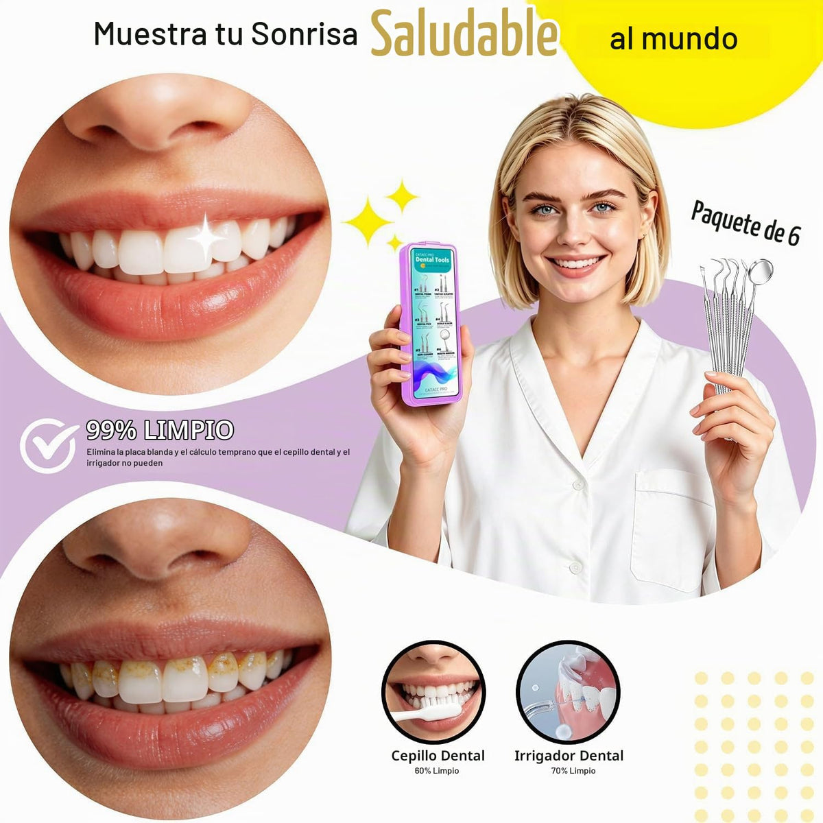 CATACC PRO Herramientas dentales, palillo dental para limpieza de d...