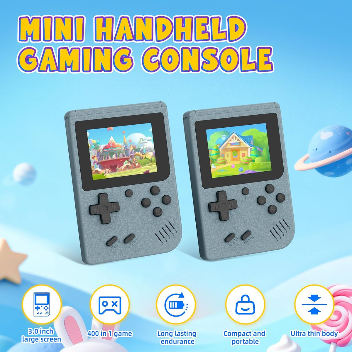 Mini consola de juegos portátil con pantalla IPS de 3.0 pulgadas, c...