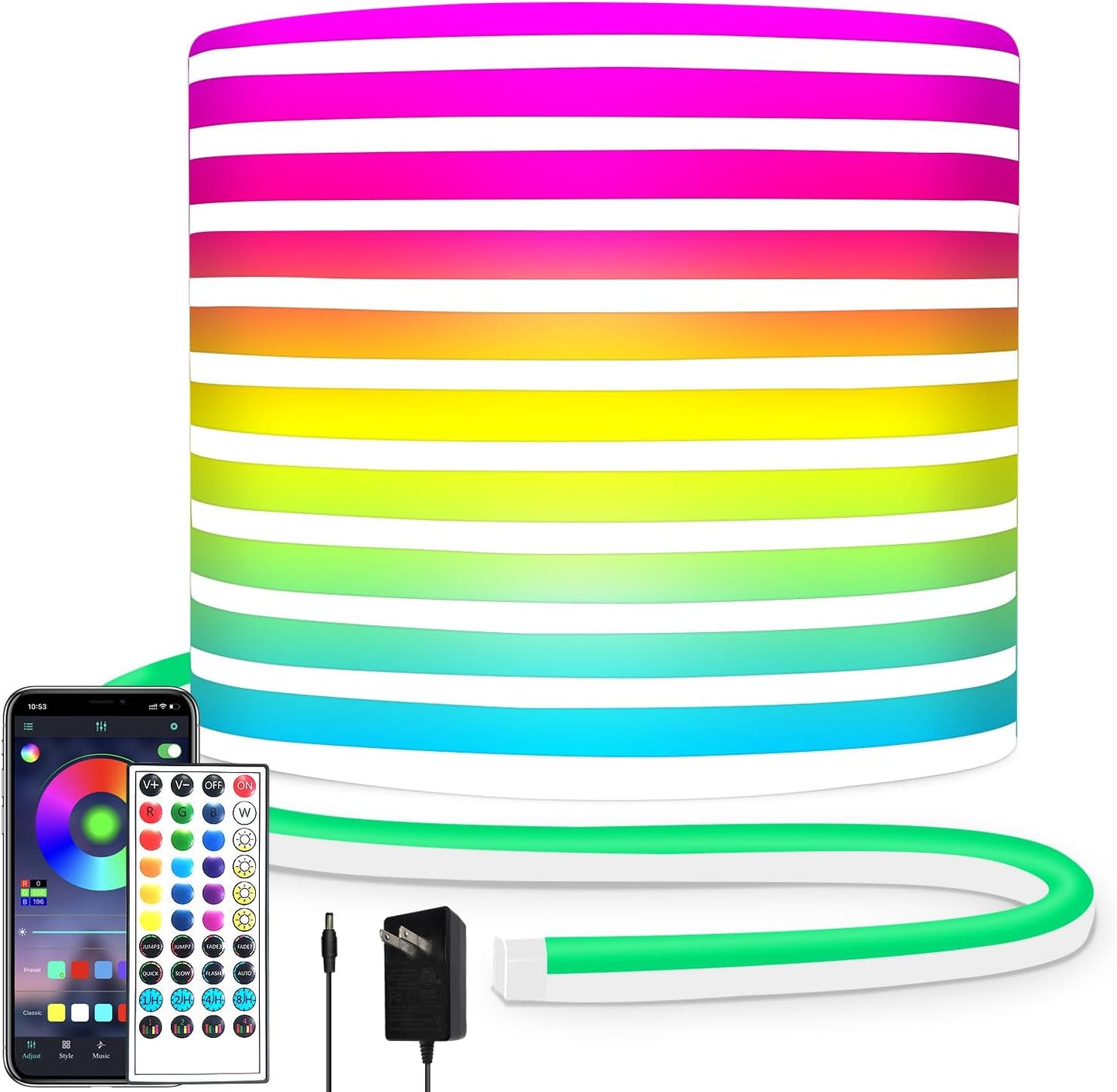 segrass Luz de Cuerda de Neón de 32.8 pies, Luz de Cuerda LED Flexi...
