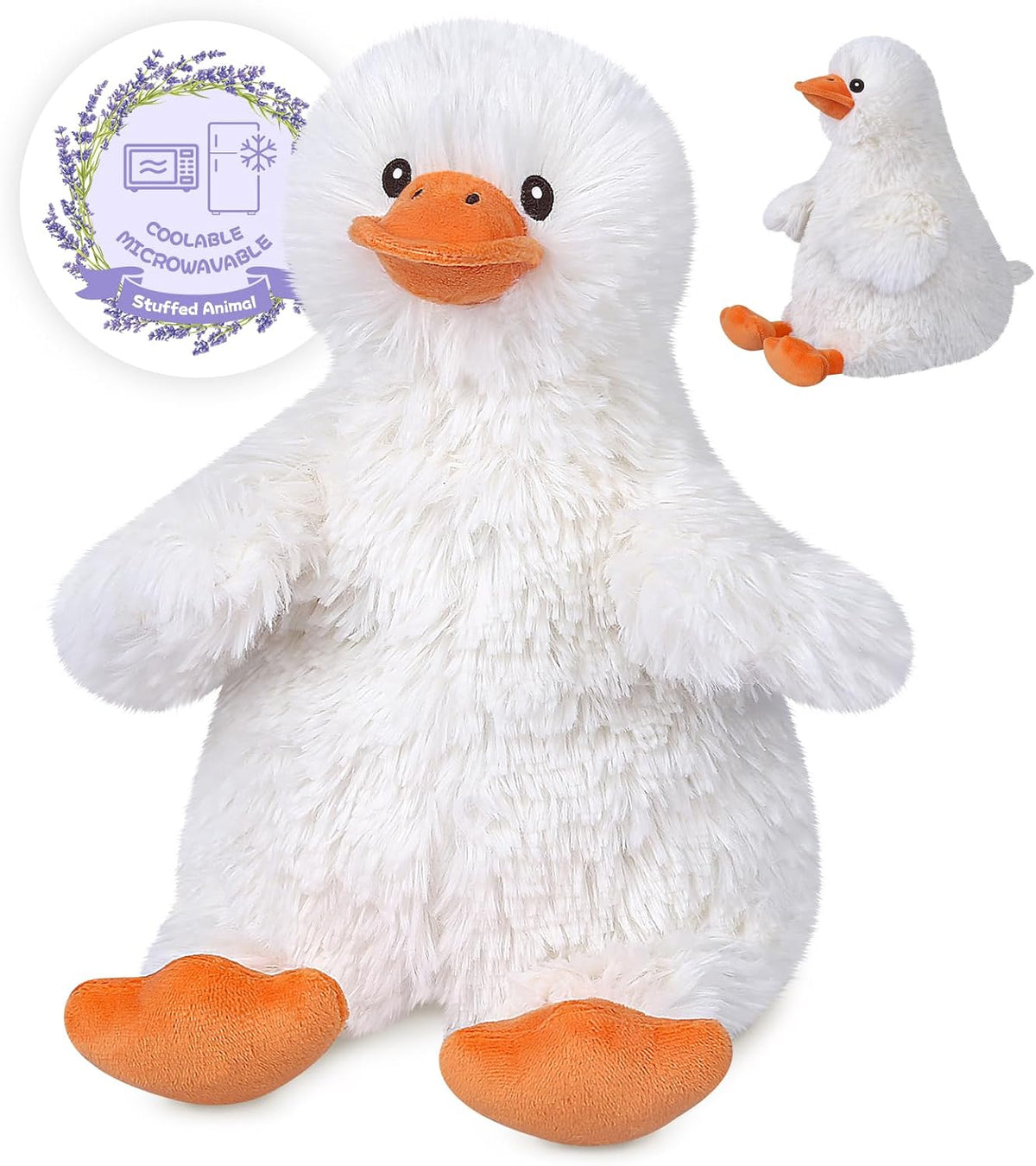 SuzziPals Almohadilla térmica para animales de peluche de pato para...